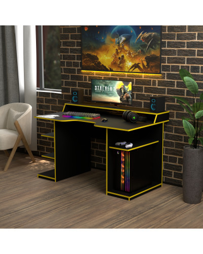 Biurko gamingowe Rasin RS-29 czarny+żółty