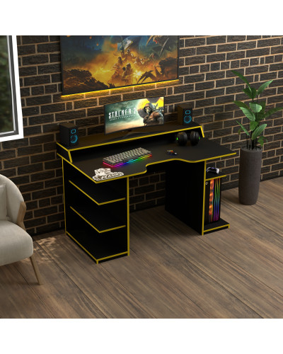 Biurko gamingowe Rasin RS-29 czarny+żółty