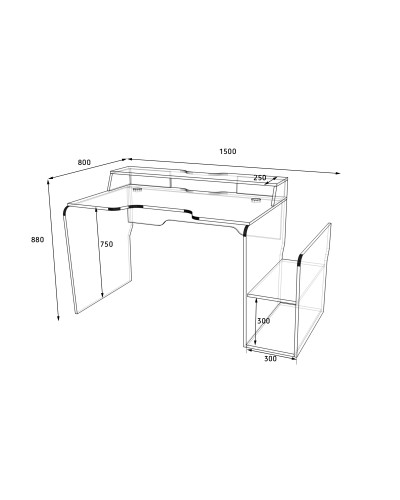 Biurko gamingowe Rasin RS-30 czarny+czerwony