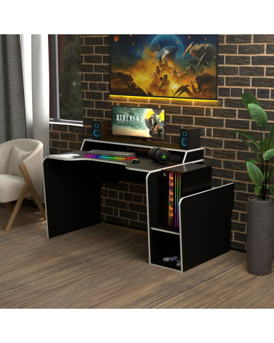 Biurko gamingowe Rasin RS-30 czarny+biały