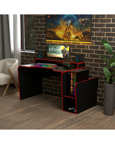 Biurko gamingowe Rasin RS-30 czarny+czerwony