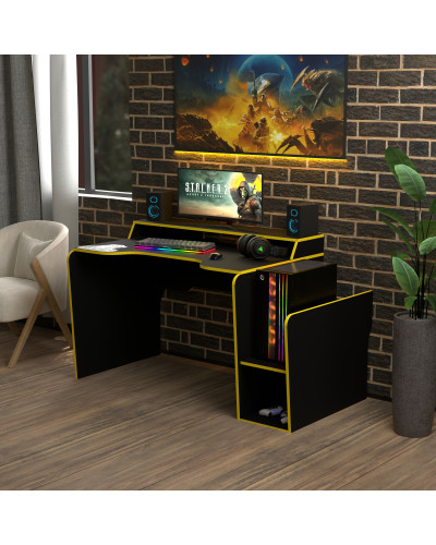 Biurko gamingowe Rasin RS-30 czarny+żółty