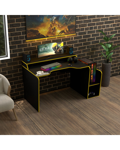 Biurko gamingowe Rasin RS-30 czarny+żółty