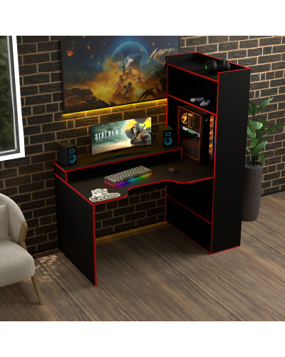 Biurko gamingowe Rasin RS-31 czarny+czerwony