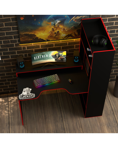 Biurko gamingowe Rasin RS-31 czarny+czerwony