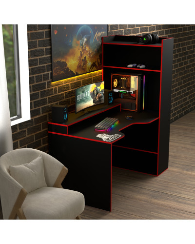 Biurko gamingowe Rasin RS-31 czarny+czerwony