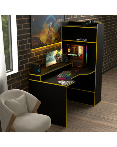 Biurko gamingowe Rasin RS-31 czarny+żółty