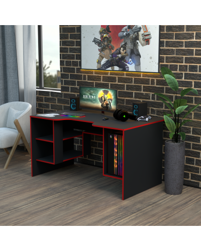 Biurko gamingowe Rasin RS-32 czarny+czerwony