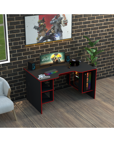 Biurko gamingowe Rasin RS-32 czarny+czerwony