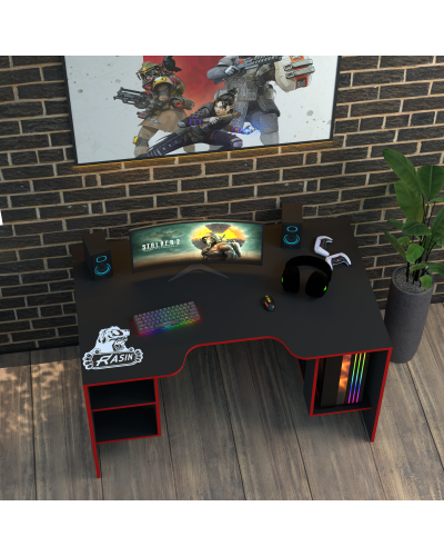 Biurko gamingowe Rasin RS-32 czarny+czerwony