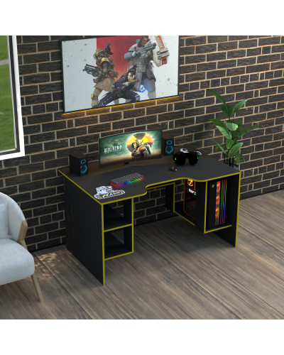 Biurko gamingowe Rasin RS-32 czarny+żółty