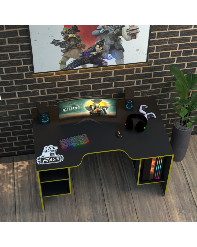 Biurko gamingowe Rasin RS-32 czarny+żółty