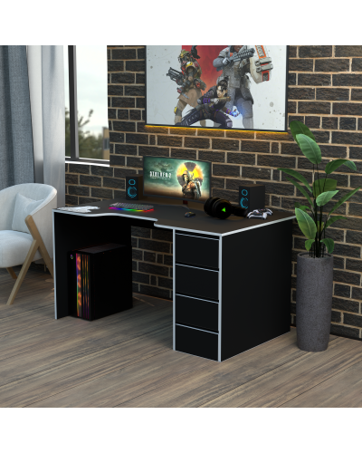 Biurko gamingowe Rasin RS-33 czarny+biały