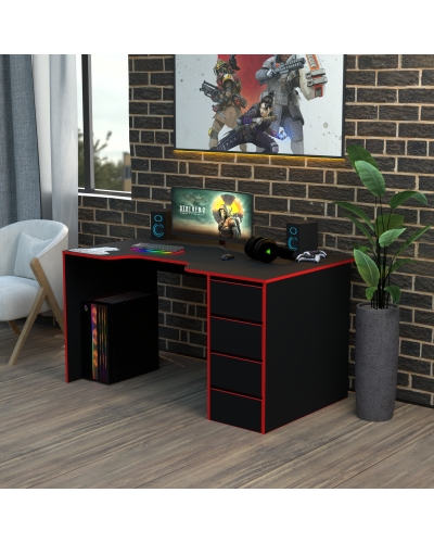 Biurko gamingowe Rasin RS-33 czarny+czerwony