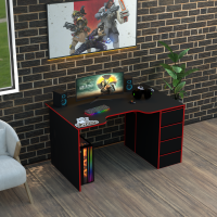 Biurko gamingowe Rasin RS-33 czarny+czerwony