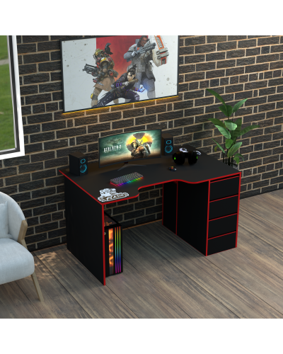 Biurko gamingowe Rasin RS-33 czarny+czerwony