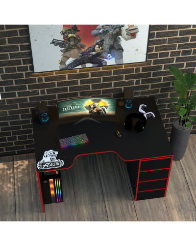 Biurko gamingowe Rasin RS-33 czarny+czerwony