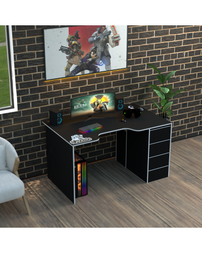 Biurko gamingowe Rasin RS-33 czarny+biały