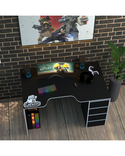 Biurko gamingowe Rasin RS-33 czarny+biały