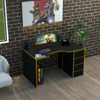 Biurko gamingowe Rasin RS-33 czarny+żółty