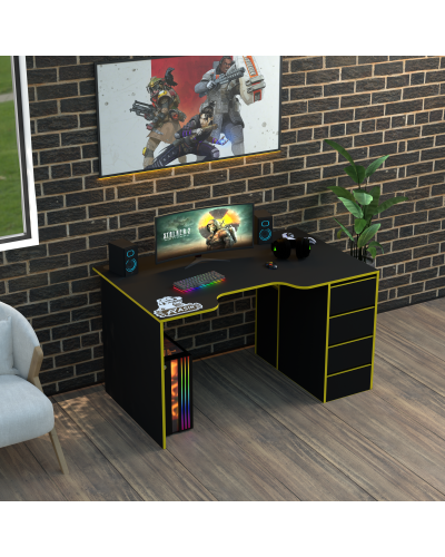 Biurko gamingowe Rasin RS-33 czarny+żółty