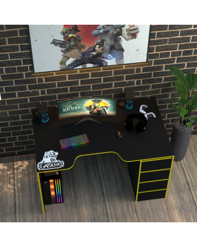 Biurko gamingowe Rasin RS-33 czarny+żółty