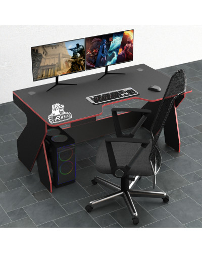 Biurko gamingowe Rasin RS-4 czarny+czerwony