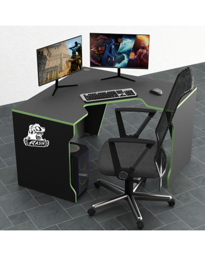 Biurko gamingowe Rasin RS-7 czarny+zielony